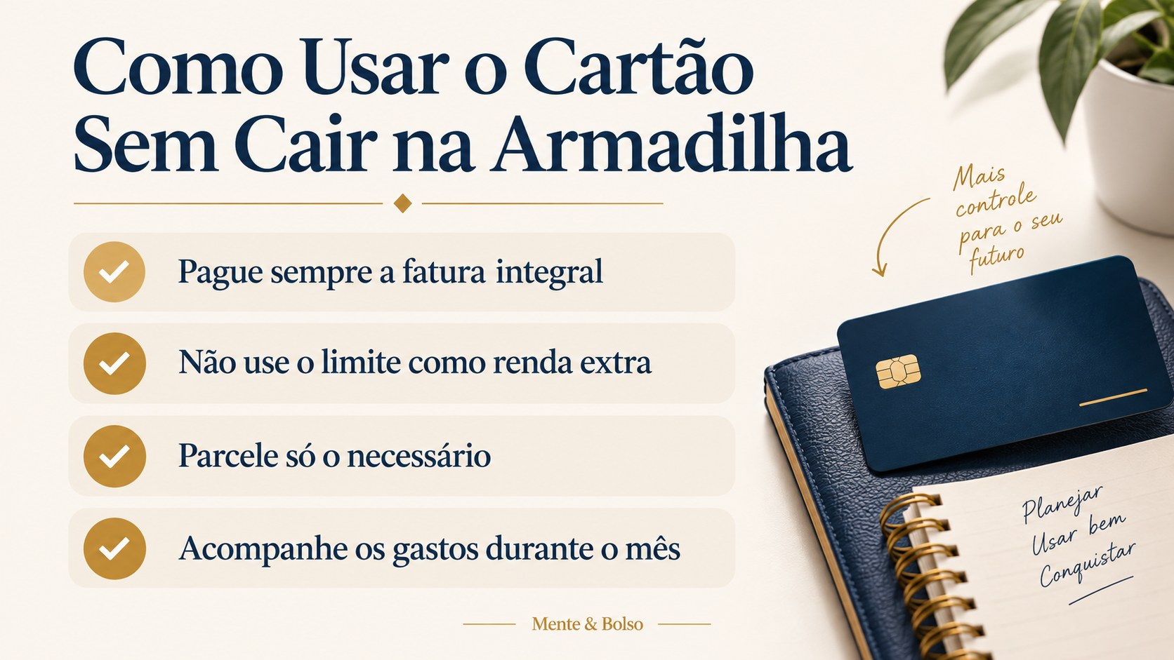 Infográfico com checklist de como usar o cartão de crédito sem cair na armadilha do rotativo